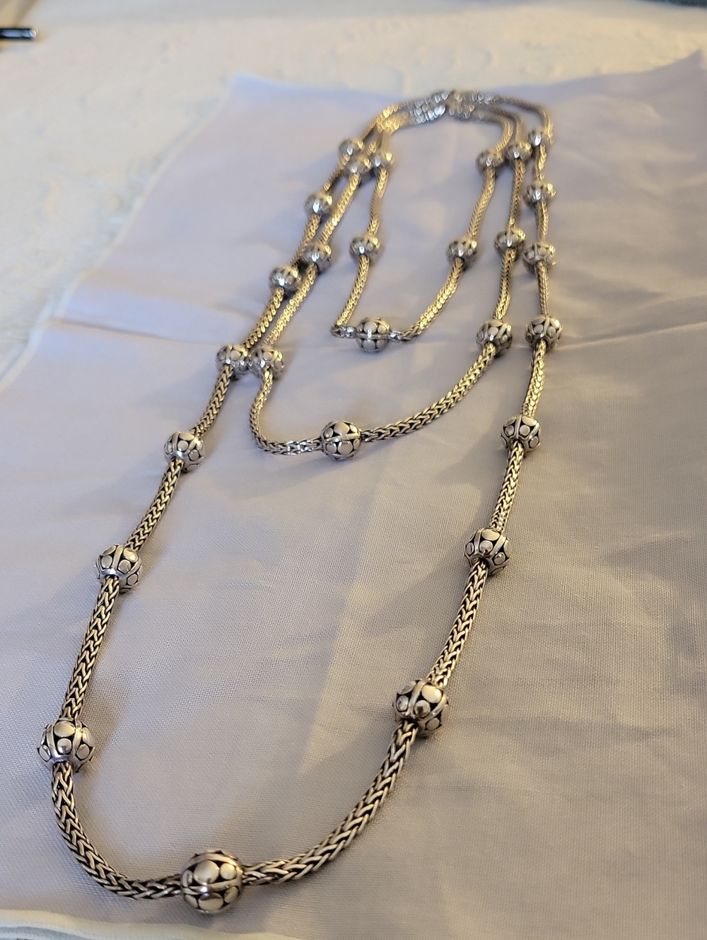 John Hardy Elegant Sterling Silver Beaded Multi-Strand Necklace